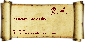 Rieder Adrián névjegykártya